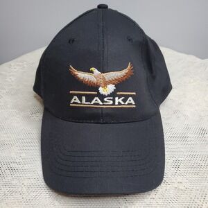 VTG NEW Alaska Bald Eagle Cap Hat Snapback Black Embroidered Tongass Trading Co.
